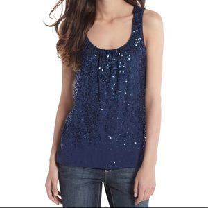 WHBM Blue Sparkle Overlay Tank Sz XS